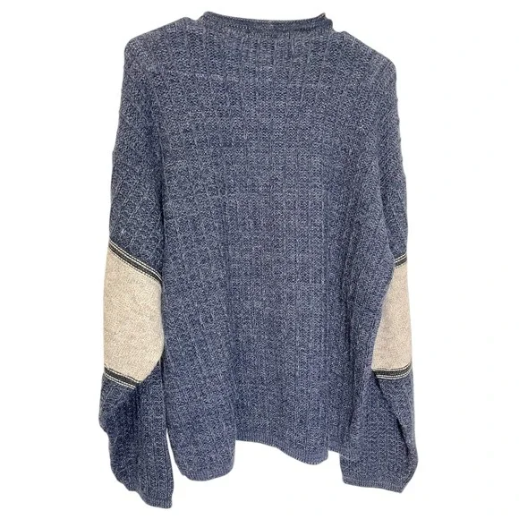 David Taylor Large Blue Cream Knit Sweater Colorblock Geometric Grandpa Core - Picture 3 of 9